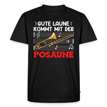 L’humeur du musicien vient avec le trombone - T-shirt Premium bio Homme - noir - Devant - Nico (187cm)