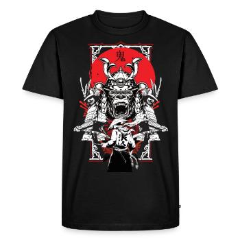 Japan Samurai Anime Mask Kitsune Style Oni - Men's Premium Organic T-Shirt - black - Front - Nico (187cm)