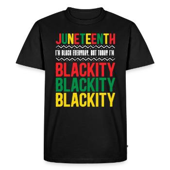 Blackity Black History African American - Men's Premium Organic T-Shirt - black - Front - Nico (187cm)