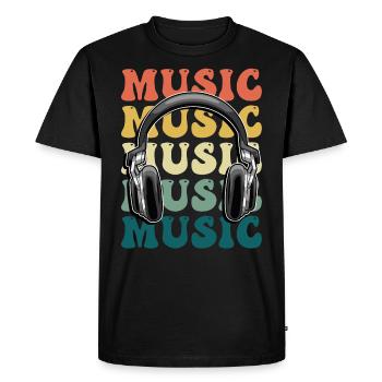 Casque de musique disco club dj festival - T-shirt Premium bio Homme - noir - Devant - Nico (187cm)