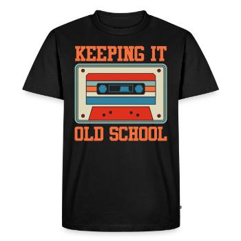 Garder les cassettes du lecteur de cassettes old school - T-shirt Premium bio Homme - noir - Devant - Nico (187cm)