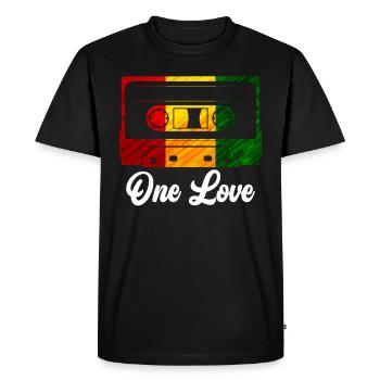 Baladeur Cassette Enregistreur One Love Cassette - T-shirt Premium bio Homme - noir - Devant - Nico (187cm)