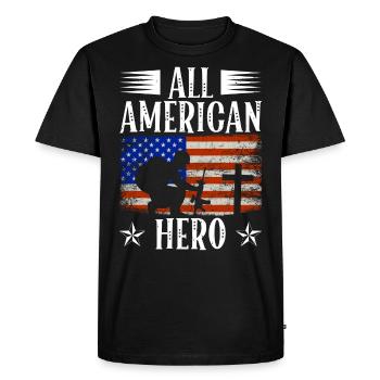 All American Hero July 4 Soldier Independence Day - Men's Premium Organic T-Shirt - black - Front - Nico (187cm)