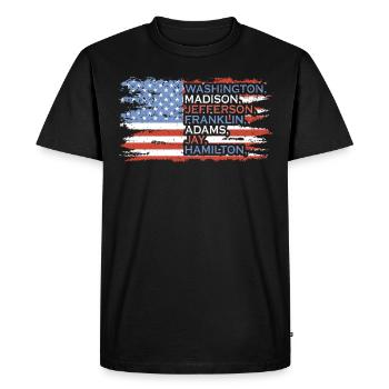 Washington, Madison 4th of July Heroes - Men's Premium Organic T-Shirt - black - Front - Nico (187cm)