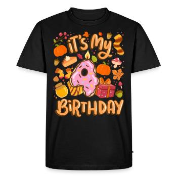 C’est mon 4 anniversaire automne feuille d’érable automne automne - T-shirt Premium bio Homme - noir - Devant - Nico (187cm)