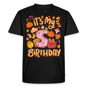 C’est mon 5 anniversaire automne feuille d’érable automne - T-shirt Premium bio Homme - noir - Devant - Nico (187cm)