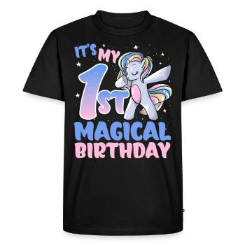C’est mon 1er anniversaire magique - T-shirt Premium bio Homme - noir - Devant - Nico (187cm)