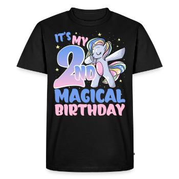 C’est mon 2ème anniversaire magique - T-shirt Premium bio Homme - noir - Devant - Nico (187cm)