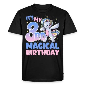 C’est mon 3ème anniversaire magique - T-shirt Premium bio Homme - noir - Devant - Nico (187cm)