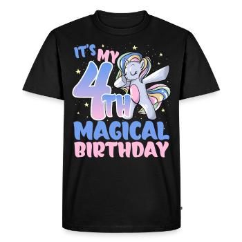 C’est mon 4ème anniversaire magique - T-shirt Premium bio Homme - noir - Devant - Nico (187cm)