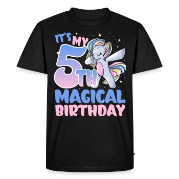 C’est mon 5ème anniversaire magique - T-shirt Premium bio Homme - noir - Devant - Nico (187cm)