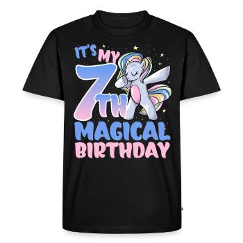 C’est mon 7ème anniversaire magique - T-shirt Premium bio Homme - noir - Devant - Nico (187cm)