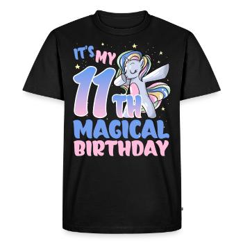 C’est mon 11ème anniversaire magique - T-shirt Premium bio Homme - noir - Devant - Nico (187cm)