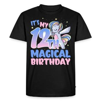 C’est mon 12e anniversaire magique - T-shirt Premium bio Homme - noir - Devant - Nico (187cm)