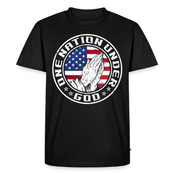 Une nation sous Dieu prie pour - T-shirt Premium bio Homme - noir - Devant - Nico (187cm)