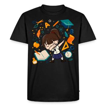 Dabbing Girl Premier jour d’école Élève Enfant - T-shirt Premium bio Homme - noir - Devant - Nico (187cm)