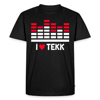 Club DJ Musique J'aime TEKK Techno - T-shirt Premium bio Homme - noir - Devant - Nico (187cm)