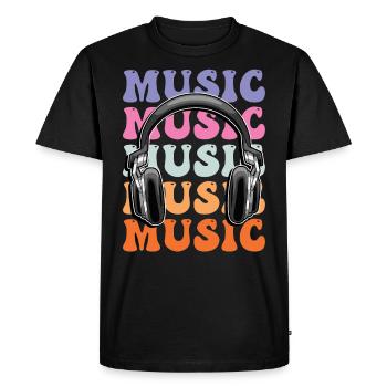 Casque de musique disco club dj festival - T-shirt Premium bio Homme - noir - Devant - Nico (187cm)