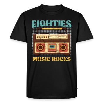 La musique des années 80 déchire, je viens des années 80 - T-shirt Premium bio Homme - noir - Devant - Nico (187cm)
