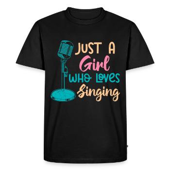 Juste une fille qui aime chanter, chanter - T-shirt Premium bio Homme - noir - Devant - Nico (187cm)