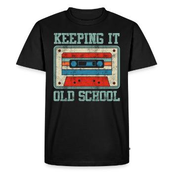 Garder les cassettes du lecteur de cassettes old school - T-shirt Premium bio Homme - noir - Devant - Nico (187cm)