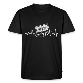 Baladeur Mon cœur bat pour les cassettes - T-shirt Premium bio Homme - noir - Devant - Nico (187cm)