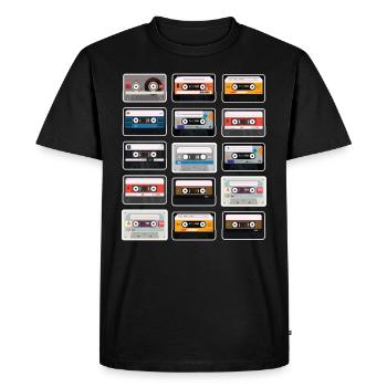 Ich bin ein Kind der 90er Jahre Kassetten 90er - Männer Premium Bio T-Shirt - Schwarz - Vorne - Nico (187cm)