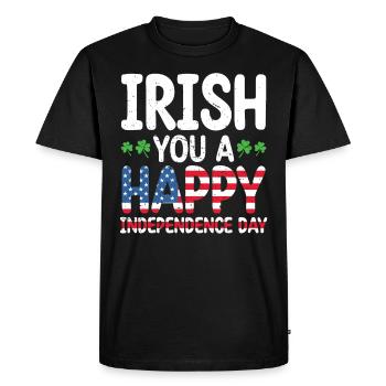 Irish You A Happy Independence Day American - Men's Premium Organic T-Shirt - black - Front - Nico (187cm)
