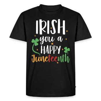 Irish You A Happy Juneteenth Holiday Green - T-shirt Premium bio Homme - noir - Devant - Nico (187cm)