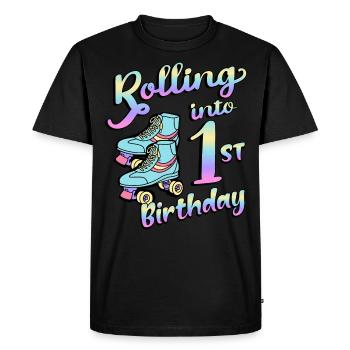 Rolling Into 1st Birthday Quad Skater Roller - Men's Premium Organic T-Shirt - black - Front - Nico (187cm)