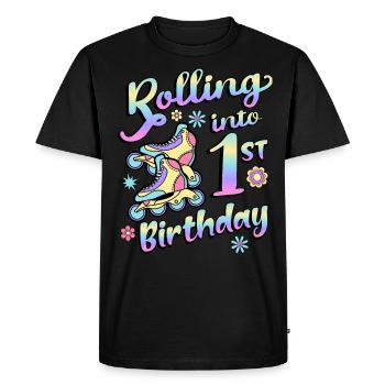 Rolling Into 1st Birthday Roller Skater Inline - Men's Premium Organic T-Shirt - black - Front - Nico (187cm)