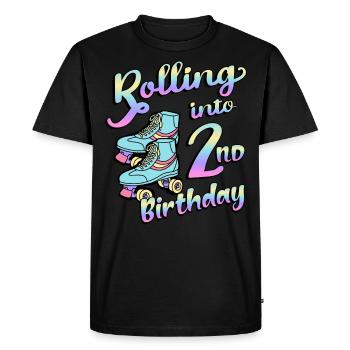 Rolling Into 2nd Birthday Quad Skater Roller Skates - Men's Premium Organic T-Shirt - black - Front - Nico (187cm)