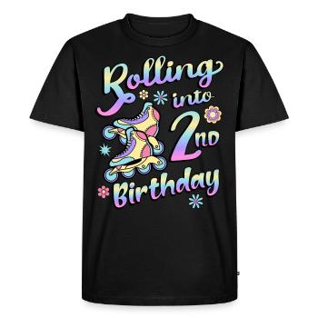 Rolling Into 2nd Birthday Roller Skater Inline - Men's Premium Organic T-Shirt - black - Front - Nico (187cm)