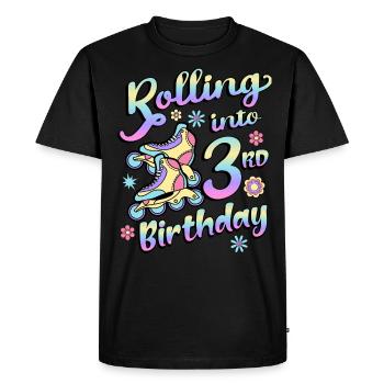 Rolling Into 3rd Birthday Roller Skater Inline - Men's Premium Organic T-Shirt - black - Front - Nico (187cm)