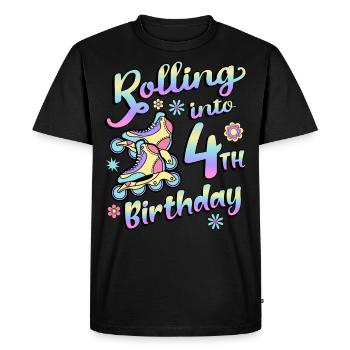 Rolling Into 4th Birthday Roller Skater Inline - Men's Premium Organic T-Shirt - black - Front - Nico (187cm)