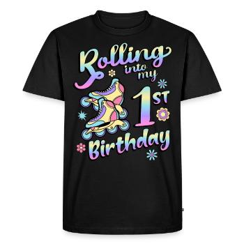 Rolling Into My 1st Birthday Roller Skater Inline - Men's Premium Organic T-Shirt - black - Front - Nico (187cm)