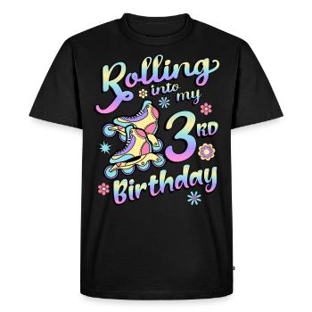 Rolling Into My 3rd Birthday Roller Skater Inline - Men's Premium Organic T-Shirt - black - Front - Nico (187cm)