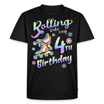 Rolling Into My 4th Birthday Roller Skater Inline - Men's Premium Organic T-Shirt - black - Front - Nico (187cm)