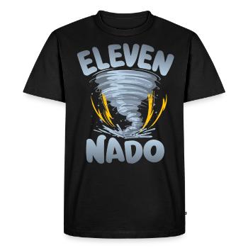 Avertissement Ten-nado 11e anniversaire | Tornade - T-shirt Premium bio Homme - noir - Devant - Nico (187cm)