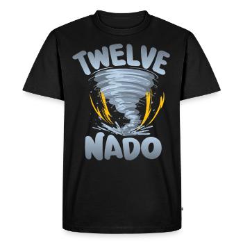 Avertissement Ten-nado 12e anniversaire | Tornade - T-shirt Premium bio Homme - noir - Devant - Nico (187cm)