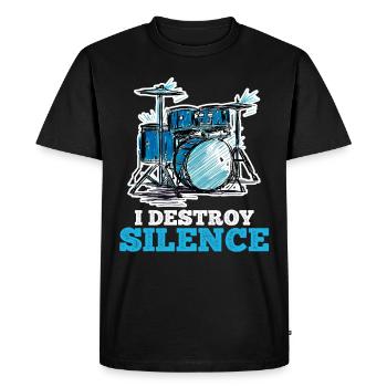 I destroy silence with my drum kit - Men's Premium Organic T-Shirt - black - Front - Nico (187cm)