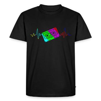 Walkman Mon cœur bat pour les cassettes - T-shirt Premium bio Homme - noir - Devant - Nico (187cm)