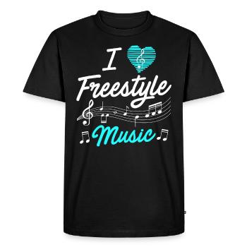 J'aime la musique freestyle - T-shirt Premium bio Homme - noir - Devant - Nico (187cm)