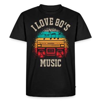 I love 80's music - Men's Premium Organic T-Shirt - black - Front - Nico (187cm)
