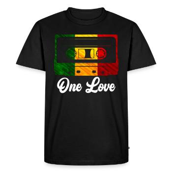 Baladeur Cassette Enregistreur One Love Cassette - T-shirt Premium bio Homme - noir - Devant - Nico (187cm)