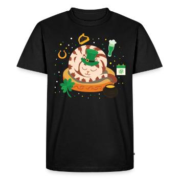 Adorable Holiday Kitten Sleepy Cat St. - Men's Premium Organic T-Shirt - black - Front - Nico (187cm)