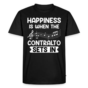Le bonheur des musiciens, c’est quand l’alto commence les partitions - T-shirt Premium bio Homme - noir - Devant - Nico (187cm)