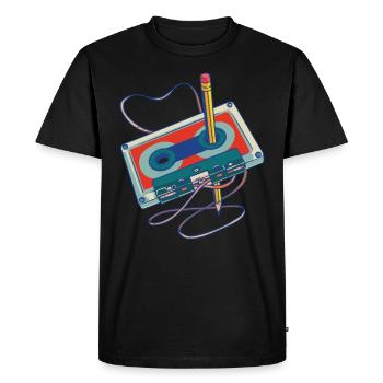 Record Songs Radio Cassette Recorder Cassette - Men's Premium Organic T-Shirt - black - Front - Nico (187cm)