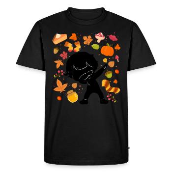 Silhouette Young Autumn Maple Pumpkin Autumn - Men's Premium Organic T-Shirt - black - Front - Nico (187cm)