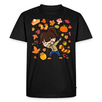 Dabbing Girl Fall Maple Pumpkin Fall Season - Men's Premium Organic T-Shirt - black - Front - Nico (187cm)